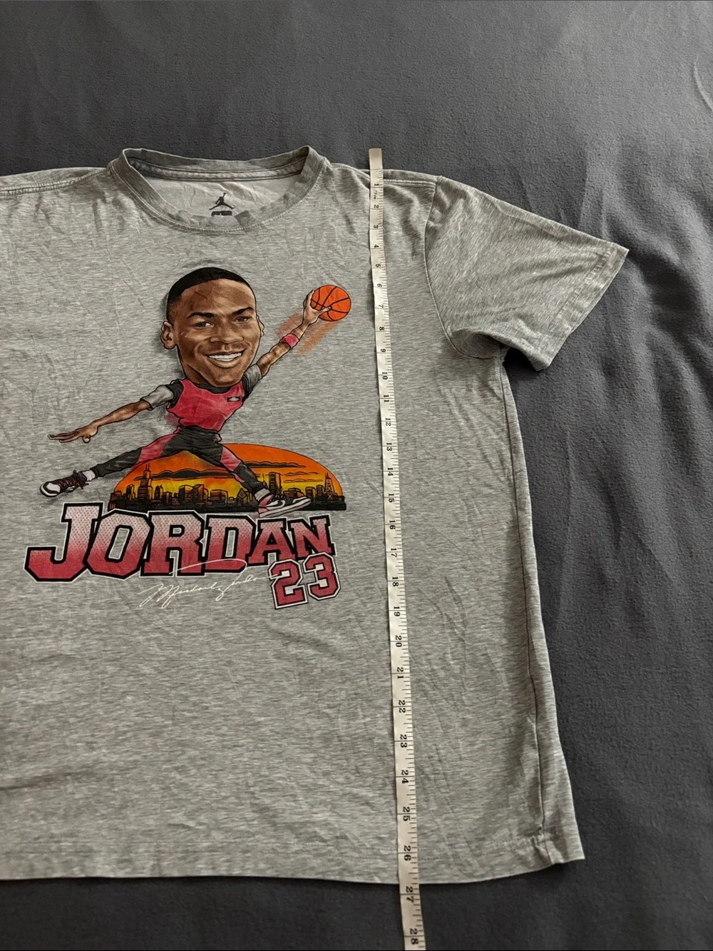 Jordan 23 Caricature Graphic Tee Gray Dri-FIT Basketball Shirt Large
